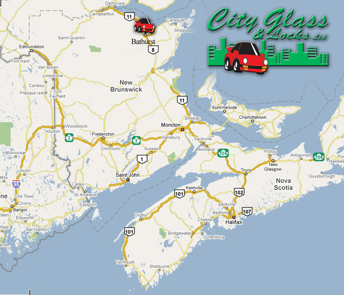 City Glass and Locks Ltd.  450 McDonald St. Bathurst, New Brunswick Canada E2A 2N6